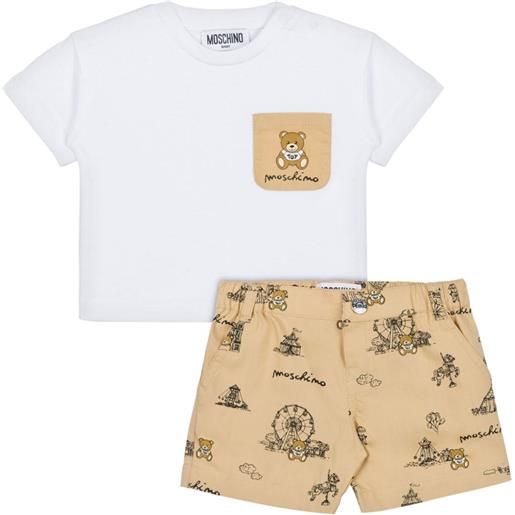 Moschino Kids set con shorts stampati - bianco