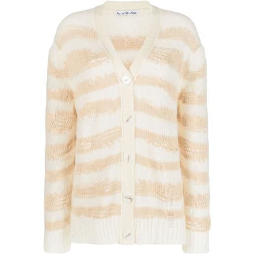 Acne Studios cardigan a righe con effetto vissuto - toni neutri