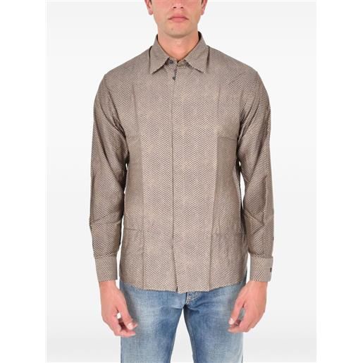 Emporio Armani camicia con motivo pied-de-poule - marrone