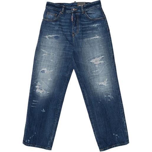 DSQUARED2 KIDS jeans con effetto vissuto - blu