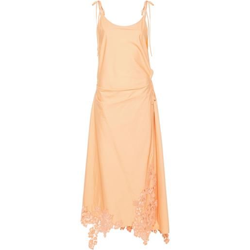 Acne Studios abito midi in pizzo a fiori - arancione