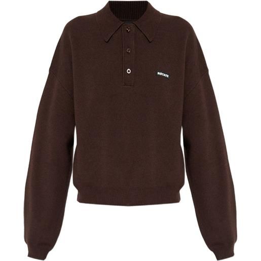 ROTATE BIRGER CHRISTENSEN polo con applicazione logo - marrone