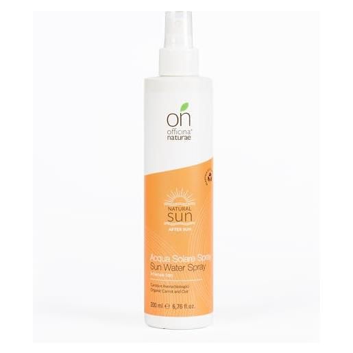 Officina Naturae | acqua solare spray rinfrescante e idratante con estratti biologici di carota e avena, abbronzatura omogenea intensa 200 ml