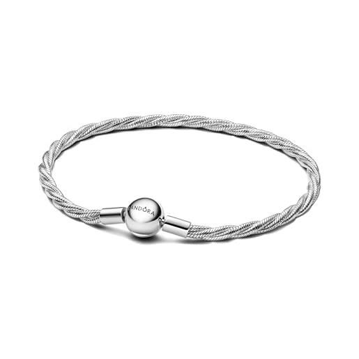 PANDORA bracciale da donna in argento intrecciato, 593757c00, 21 cm, argento sterling, nessuna pietra preziosa