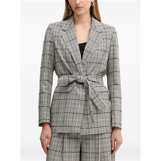 TWINSET blazer a quadri con cintura - grigio