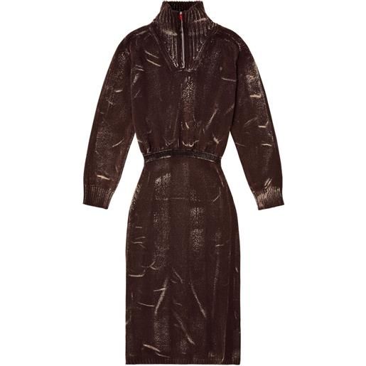 Diesel abito midi m-marcelle a collo alto - marrone