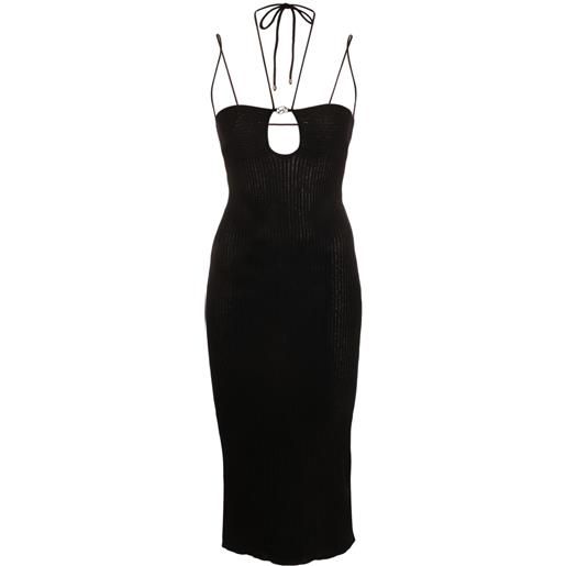 Blumarine abito a coste con applicazione logo - nero