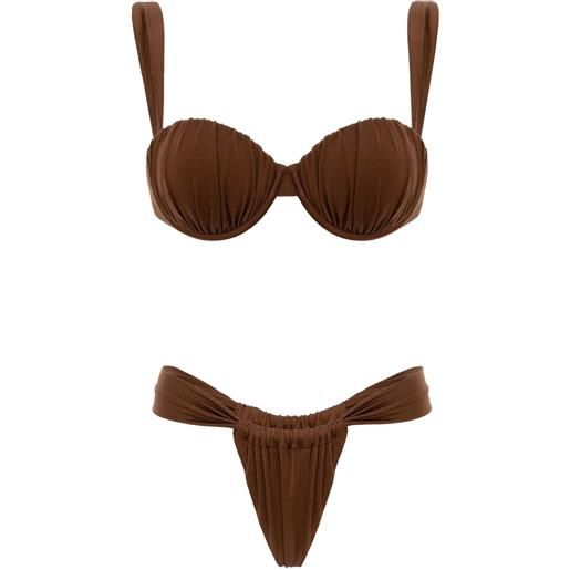 Noire Swimwear bikini con top a balconcino - marrone
