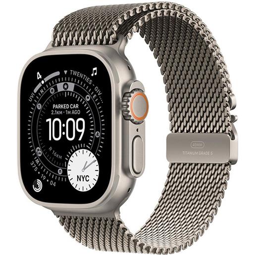Apple watch ultra 3 gps + cellular 49mm natural titanium case with natural titanium milanese loop - large