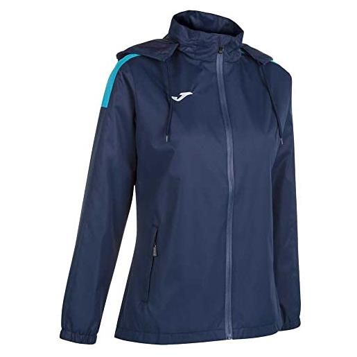 Joma veste coupe vent femme trivor, unisex - adulto, blu navy/turchese fluo, m