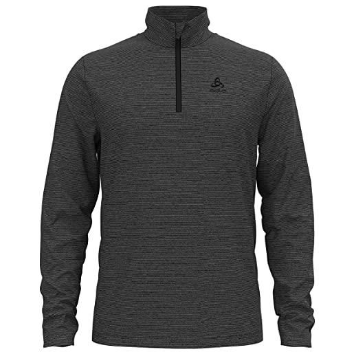 Odlo uomo maglietta a maniche lunghe con zip roy, dark sapphire/black/stripes, xxl