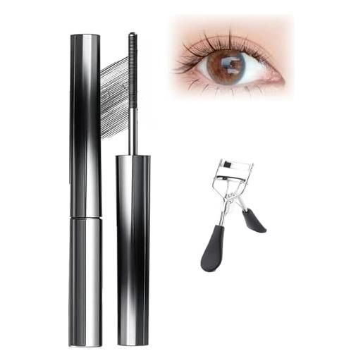 Generico mascara con scovolino in metallo, mascara waterproof a lunga tenuta senza pennello per donne, effetto lifting a lunga durata 36 ore, senza grumi, sbavature o residui per donne (nero)