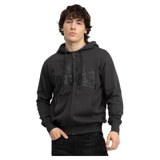 Lonsdale krafty - felpa con cappuccio da uomo, con cerniera, vestibilità aderente, colore: antracite/nero, m
