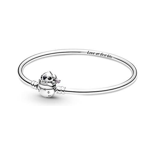 PANDORA disney bracciale stitch in argento sterling con smalto nero, blu e viola, 17