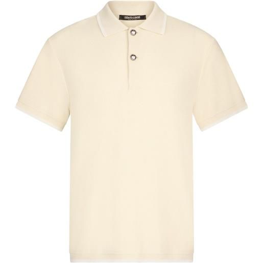 Roberto Cavalli polo in cotone con ricamo logo - giallo