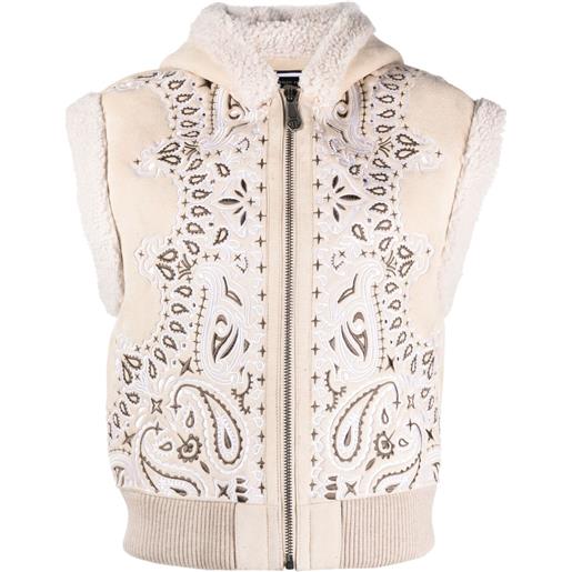 Philipp Plein bandana-print sleeveless jacket - toni neutri