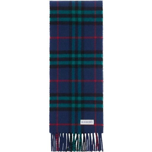 Burberry sciarpa a quadri con frange - blu