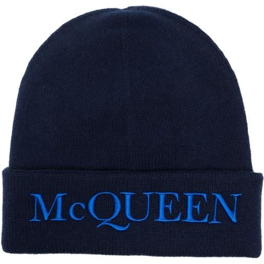 Alexander McQueen berretto con ricamo - blu