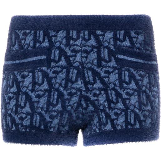 Palm Angels shorts con effetto jacquard - blu