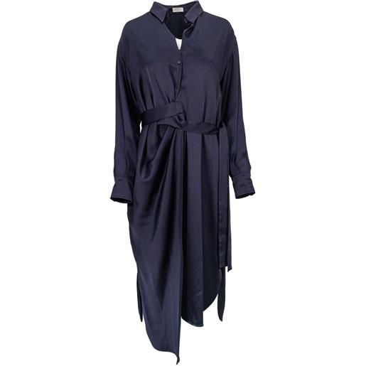 Brunello Cucinelli abito midi a maniche lunghe - blu