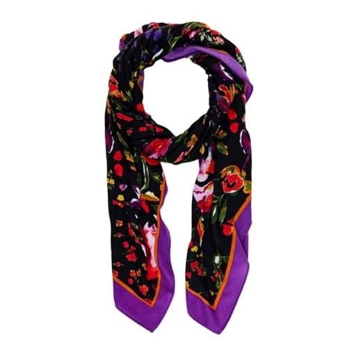 Desigual mixed flowers rectangle foulard black