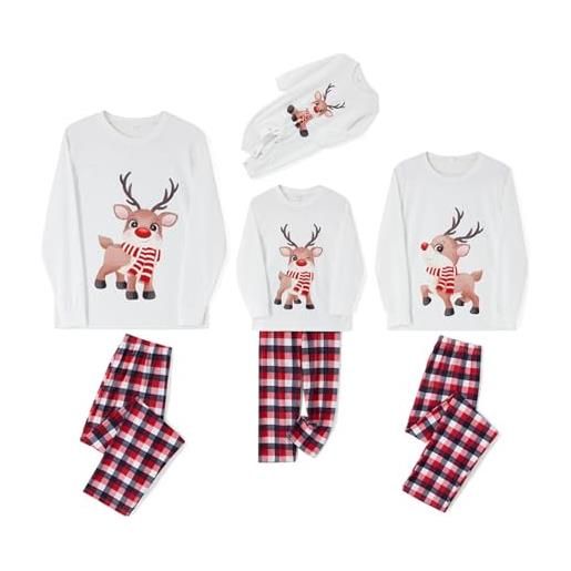 Kiduoua pigiama natale famiglia, manica lunga top e pantaloni inverno pajamas invernale sleepwear natalizio abbinato 2 pezzi pigiami di natalizi lui e lei per mamma papà bambino