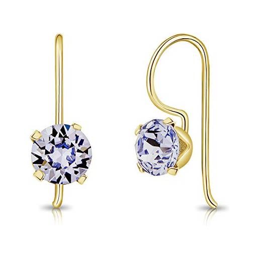 Orecchini Punto Luce Oro - Argento 925 Placcato Oro Giallo Con Cristalli 2 Mm - Donna