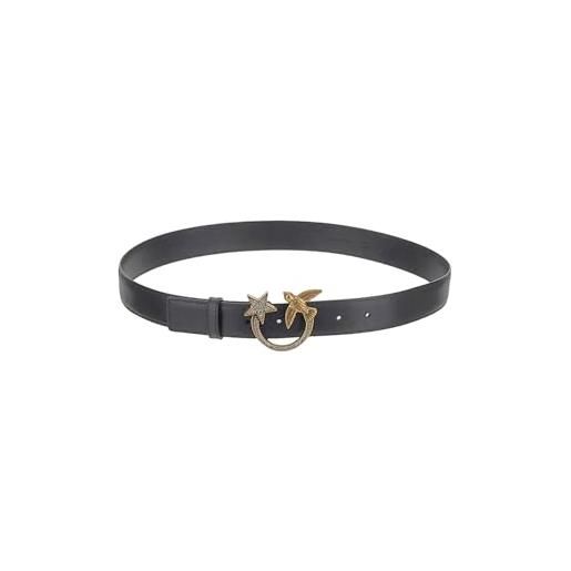 Pinko love berry h3 belt vitello set, cintura donna, z99u_nero limousine-shiny gold, m