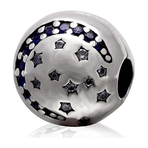 YiRong Jewelry charm a clip in argento sterling 925 con chiusura a forma di luna, per braccialetti pandora (blu)