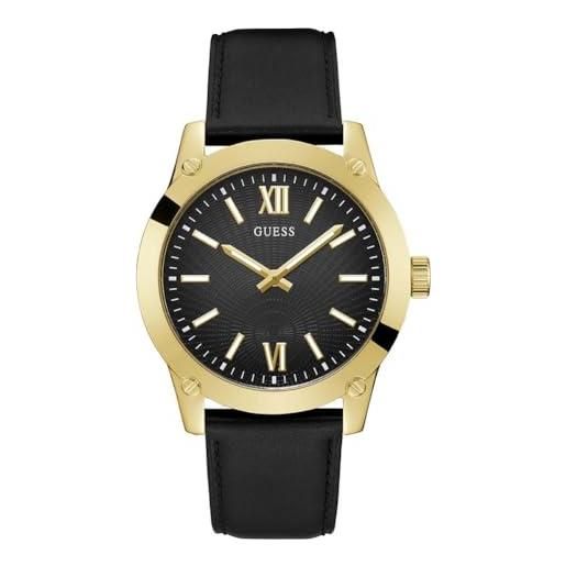 GUESS GW0628G1 Orologio Uomo Quarzo Cinturino In Pelle Nero Classico 44mm