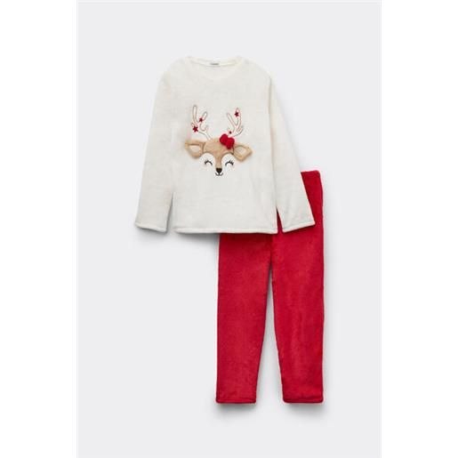 Tezenis pigiama lungo pile patch renna bimba bambina