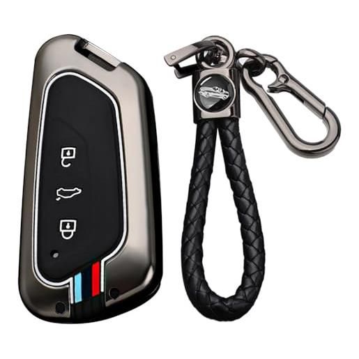 WUZUTU custodia per chiave auto, compatibile con vw golf 8 id3 id4 per seat leon mk 4 per skoda octavia rs 4 per cupra born leon, 3 tasti, a-nero, 3 tasten a-schwarz