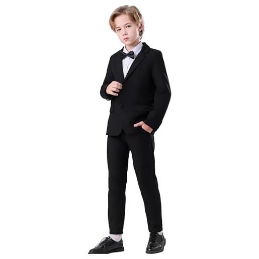 DANUOKU set di 2 completi per bambini, blazer e pantaloni, abbigliamento per il tempo libero o per feste di nozze per 6-11 anni, nero , 7 anni
