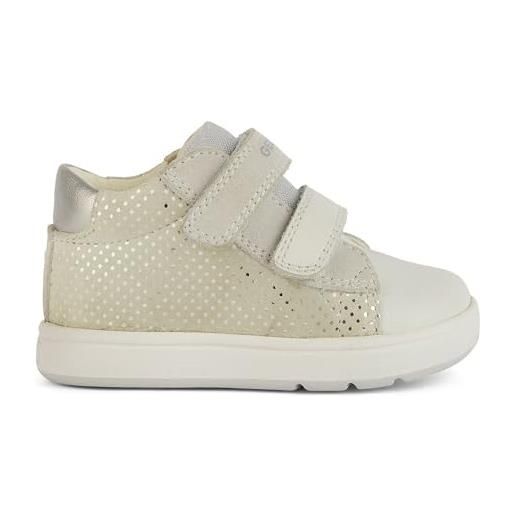 Geox b biglia girl c, scarpe da ginnastica bimba 0-24, off white silver, 25 eu