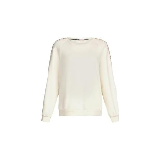 Liu Jo felpa girocollo invernale donna better con strass tf5114 (it, testo, s, regular, regular, bianco latte)