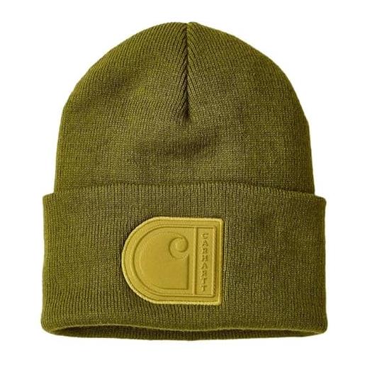 Shop Bikers berretto invernale a maglia con risvolto, verde bronzato scuro, taglia unica, 100% acrilico, logo c ricamato, originale 100% , autunno/inverno