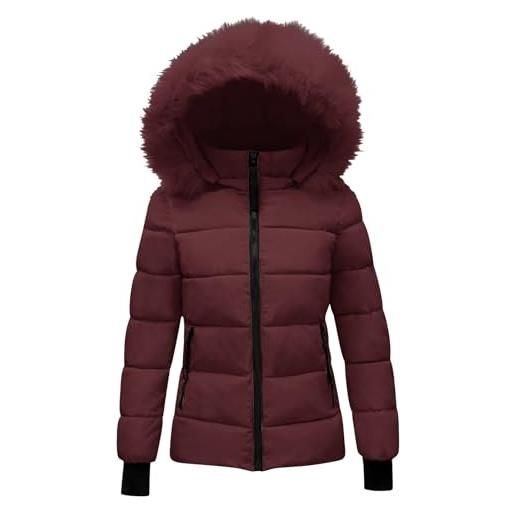 Generico giacca zip donna invernale con cappuccio elegante termico peluche lungo parka antivento outdoor in cotone cappotto donnas con tasche giaccas maniche lunghe oversize casual moda giubbotto tinta unita