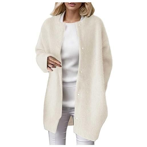 Generico giacca maglina donna lunga - giacca da donna in maglia super morbida e solida giacca di lana sottile casual allentata design sottile giacche invernali eleganti