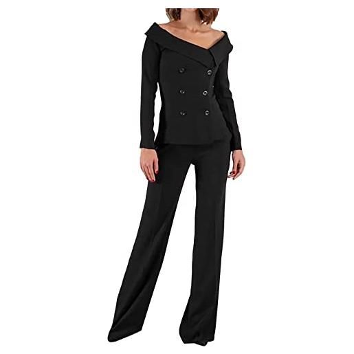 Generico completo tailleur da donna eleganti casual complete due pezzi giacca manica lunga risvolto e pantaloni taglie forti completi cocktail autunno inverno offerte abito donna formale per matrimoni e feste