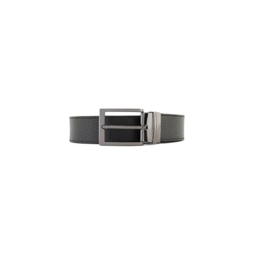Emporio Armani cintura reversibile in pelle nera/grigia da uomo, altezza 3,5 cm, regolabile