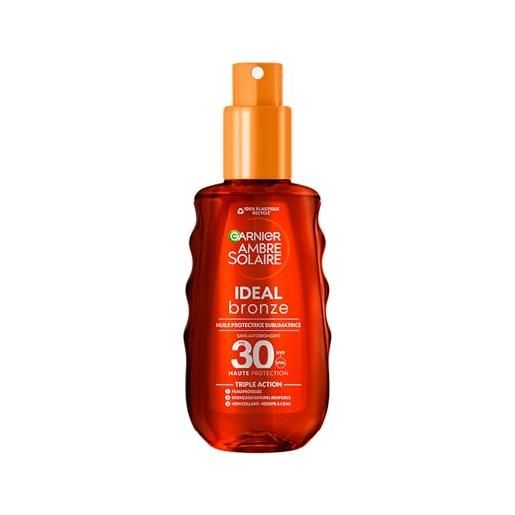Garnier ambra solare ideal bronze - olio protettivo sublimatrice spf 30 - abbronzatura con finitura satinata - non appiccicoso - resistente all'acqua - burro di karité nutriente - tutti i tipi di