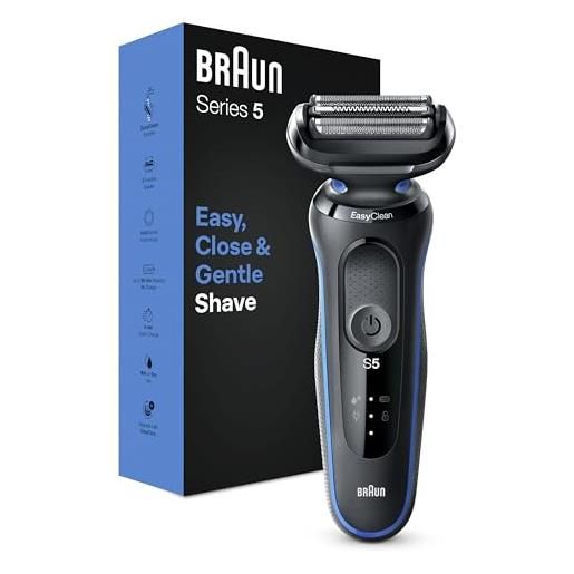 Braun series 5 regolabarba uomo, rasoio elettrico barba, easy. Clean, wet&dry, ricaricabile, rasoio a lamina senza fili, idea regalo, 51-b1000s blu