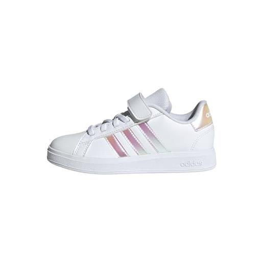 adidas unisex - bimbi 0-24 grand court lifestyle court hook and loop shoes, cloud white / iridescent / cloud white, 22 eu