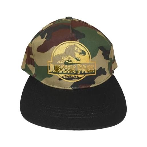 Heroes Inc. cappellino snapback jurassic park per uomo, cappello gold logo camo con visiera