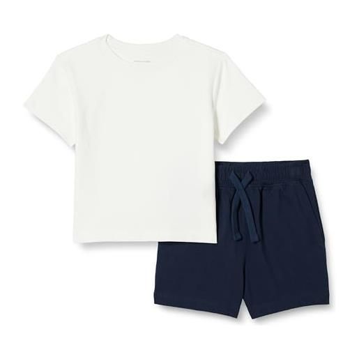 Amazon Essentials set maglietta e pantaloncini da ragazzo, blu navy/bianco, m