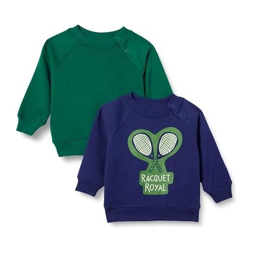 Amazon Essentials felpe girocollo in spugna unisex bimbi, pacco da 2, motivo sportivo, 0 mesi