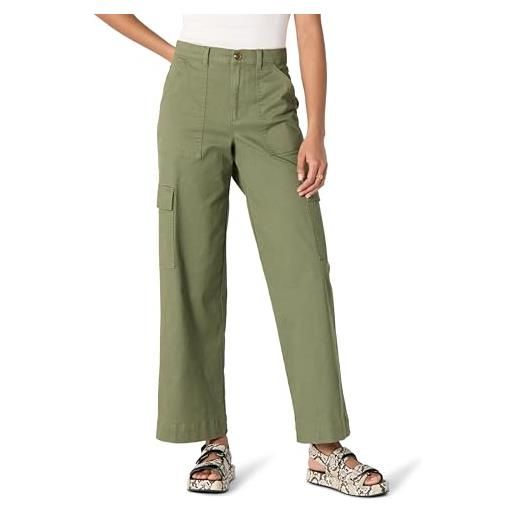 Amazon Essentials pantaloni cargo lunghi a vita alta e gamba larga, cachi, vestibilità rilassata donna, verde oliva scuro, 48
