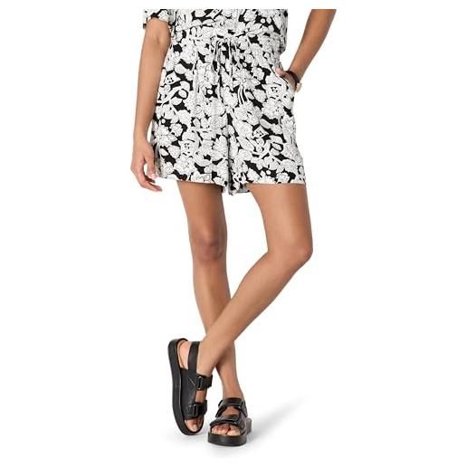 Amazon Essentials pantaloncini da donna a vita alta in twill fluido, vestibilità comoda (camicia venduta separatamente), motivo floreale folk nero avorio, xxl