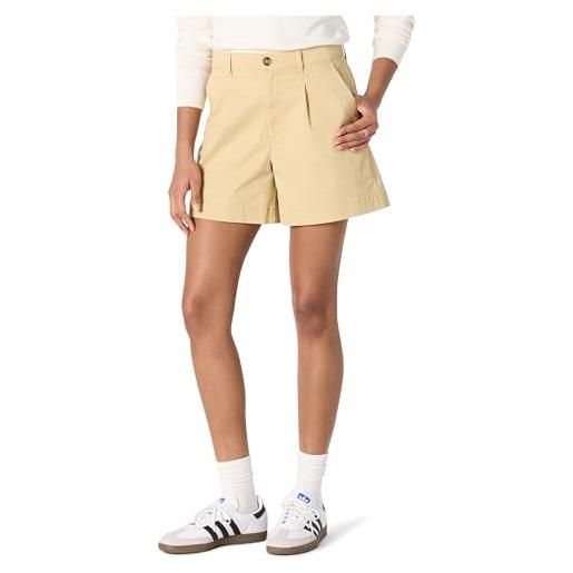 Amazon Essentials pantaloncini con elastico sul retro a vita alta, taglio svasato, vestibilità comoda donna, tan, 42-44
