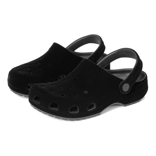 Crocs classic velvet clog k, zoccoli unisex - bambini e ragazzi, nero, 37/38 eu